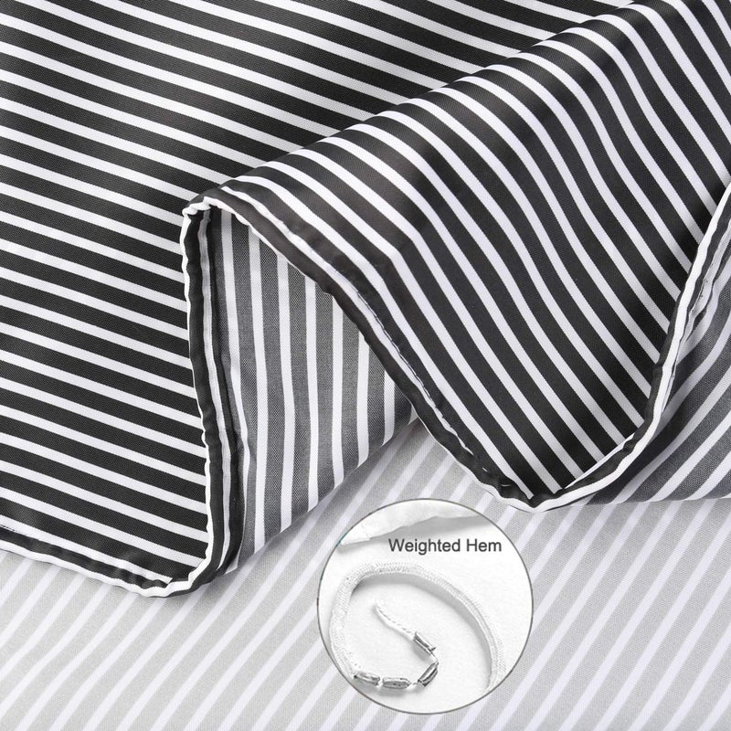 MORNITE Mens Stall Shower Curtain for Bath Neutral Black and Grey Striped Pattern, Polyester Fabric Cloth, 6 Hooks 36" WÃ—72" H Inch - Image 3